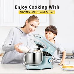 VIVOHOME Stand Mixer, 660W 10 Speed 6 Quart Tilt-Head Kitchen Electric Food Mixer, Blue