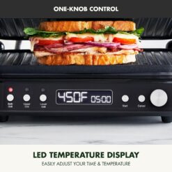 GreenPan 6-in-1 Multifunction Contact Grill & Griddle, Healthy Ceramic Nonstick Reversible Grill & Griddle Plates, Matte Black