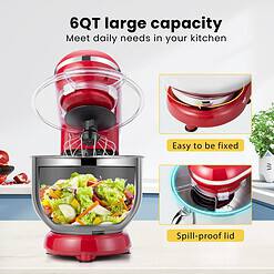 VIVOHOME Stand Mixer, 660W 10 Speed 6 Quart Tilt-Head Kitchen Electric Food Mixer with Beater, Red