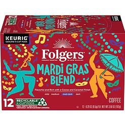 Folgers Mardi Gras Blend Medium-Dark Roast Coffee, 72 Keurig K-Cup Pods