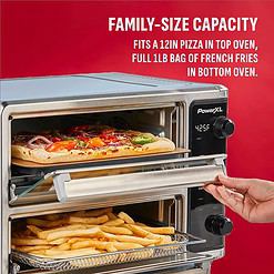 PowerXL SmartSynx Dual Door Air Fryer Oven, Cook Different Food at the Same Time, Stainless Steel