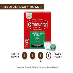 Community Coffee Café Special Decaf 12 Count (Pack of 6), Total 72 Count Coffee Pods, Medium Dark Roast Decaf