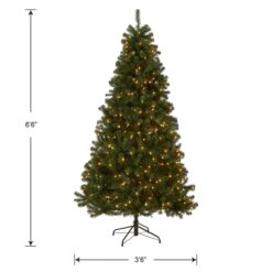 National Tree Company Pre-Lit Artificial Full Christmas Tree, Green, North Valley Spruce, White Lights, Includes Stand, 6.5 Feet