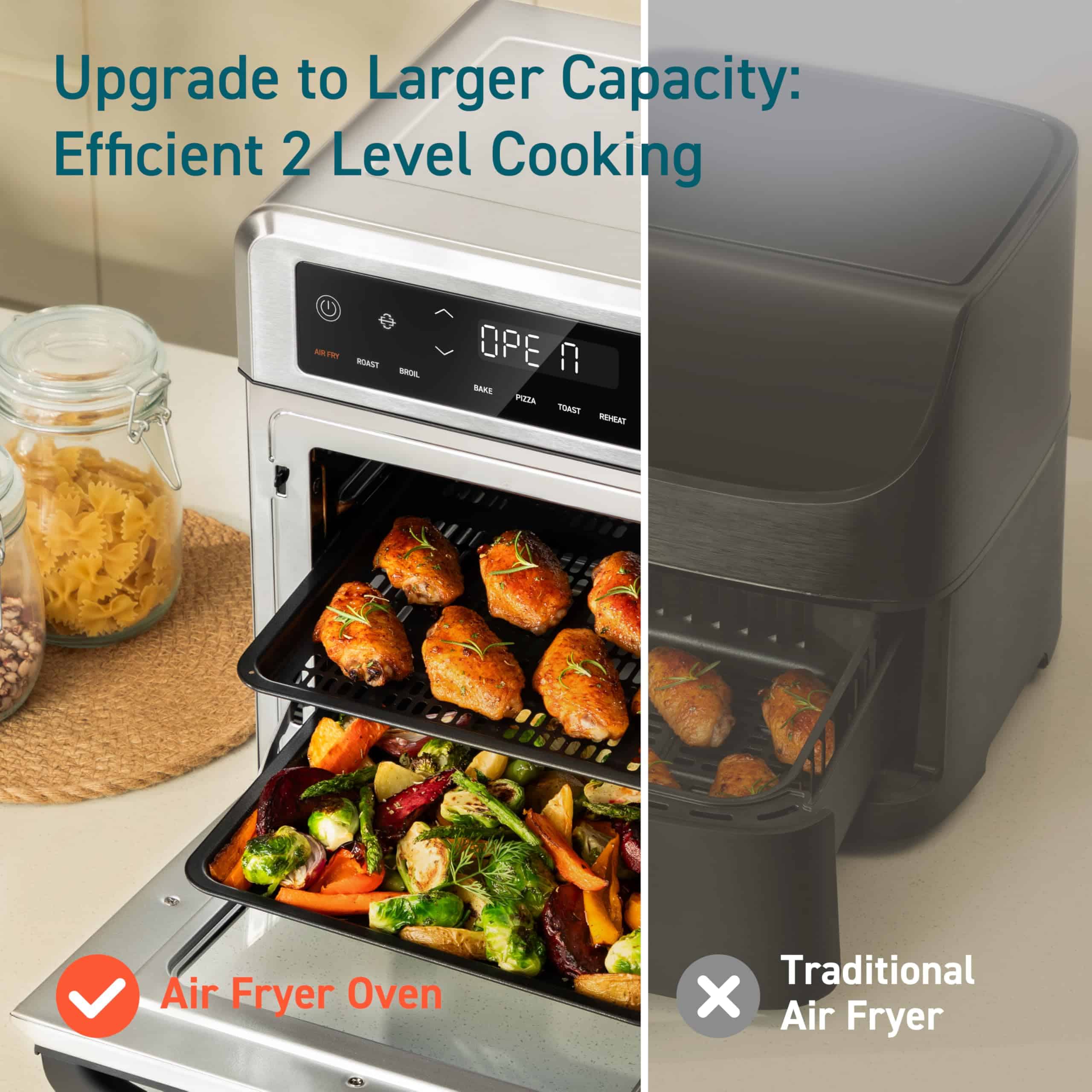 COSORI 11-in-1 Air Fryer Oven, 13Qt Small Footprint Airfryer combo with Rotisserie, Toast, Bake, Roast