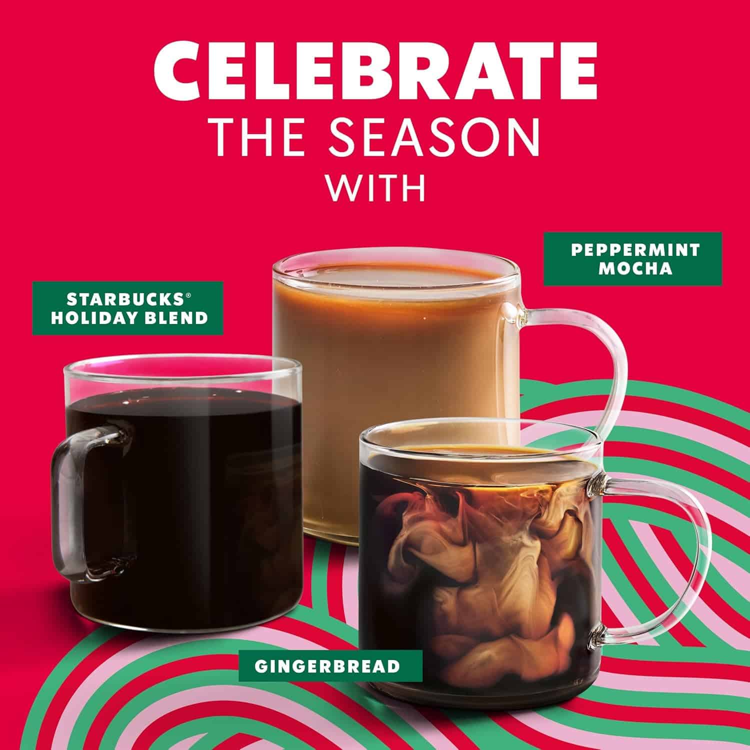 Starbucks Ground Coffee, Peppermint Mocha Naturally Flavored Coffee, Limited Edition Holiday Coffee, 6 Bags (11 Oz Each)