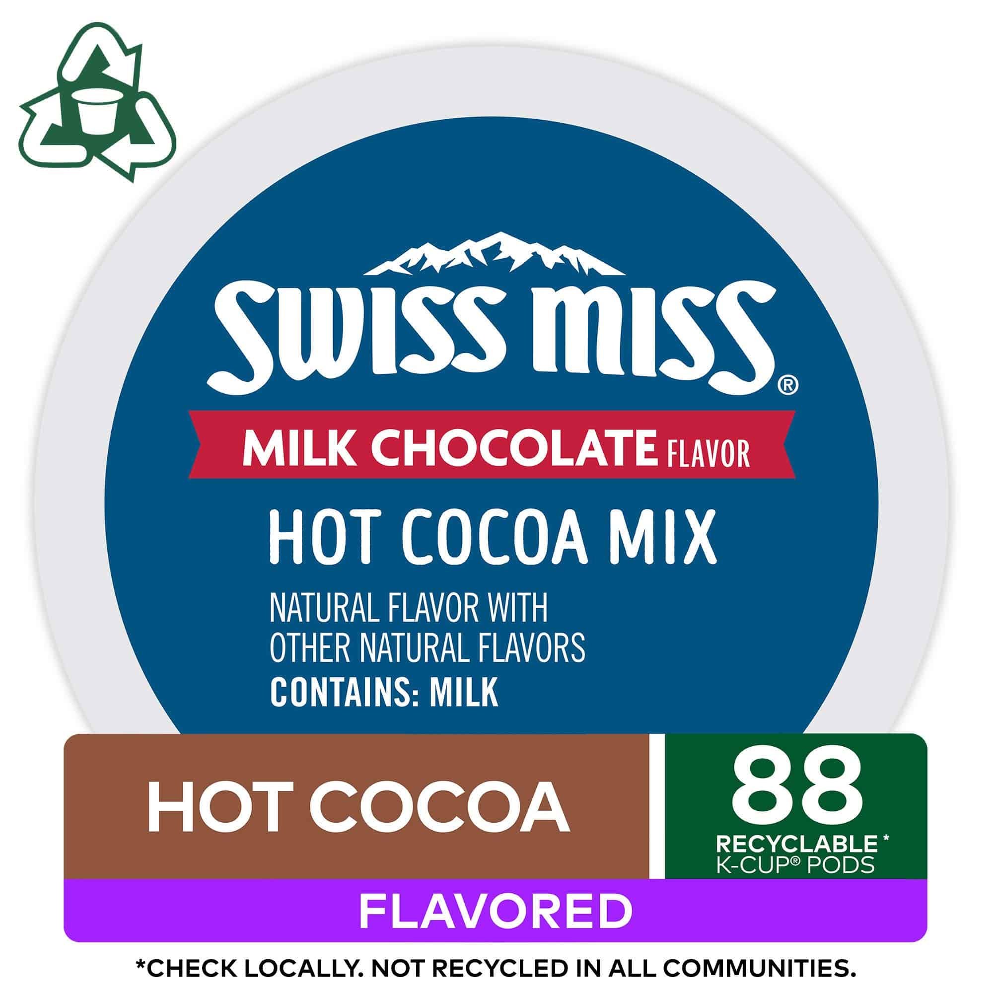 Swiss Miss Milk Chocolate Hot Cocoa, Keurig Single-Serve K-Cup Pods, 88 Count (4 Packs of 22)