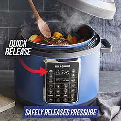 Blue Diamond Ceramic Nonstick, 16-in-1 6QT Electric Pressure Cooker, Dishwasher Safe Pot, PFAS-Free, Blue