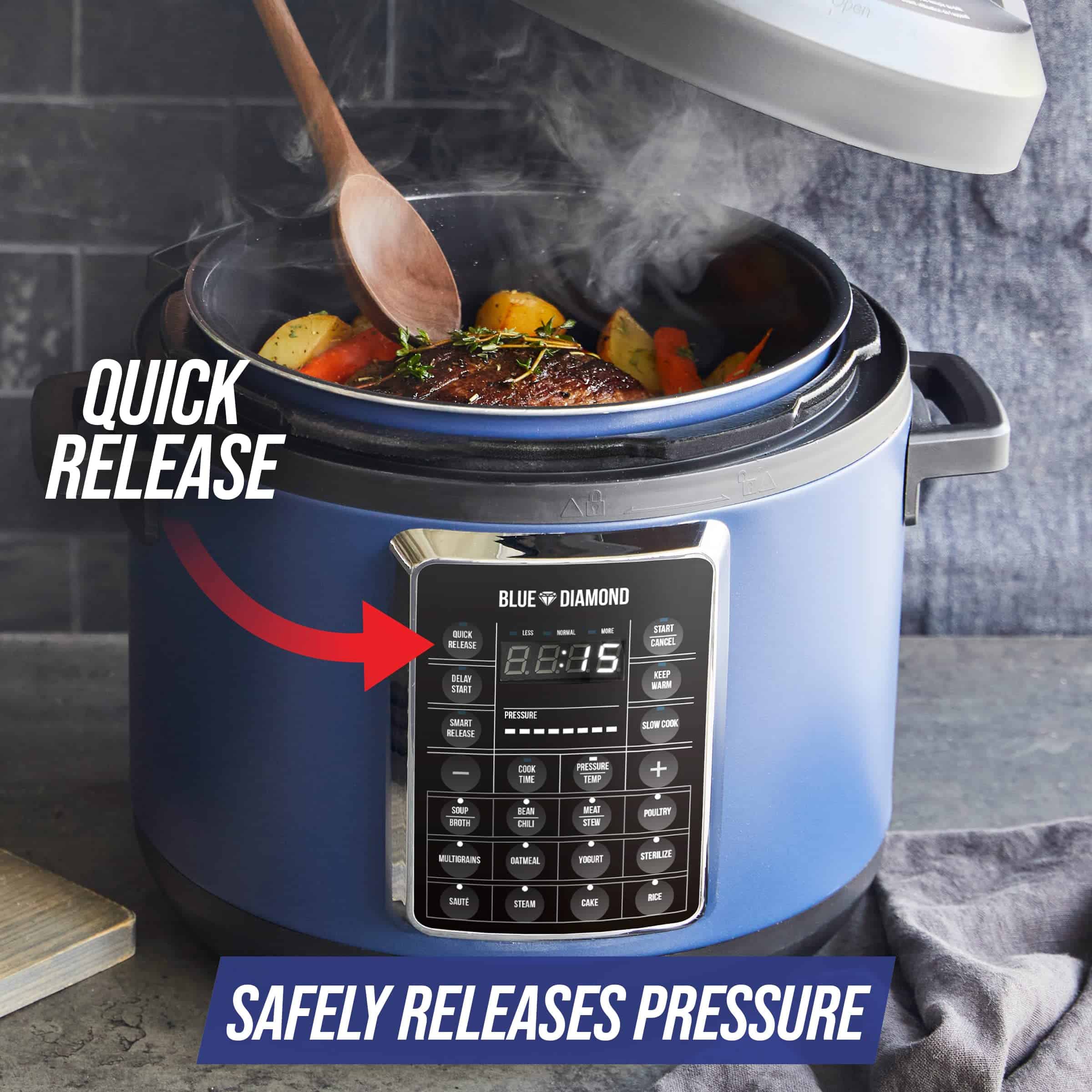 Blue Diamond Ceramic Nonstick, 16-in-1 6QT Electric Pressure Cooker, Dishwasher Safe Pot, PFAS-Free, Blue