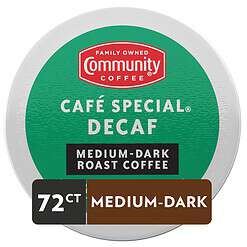Community Coffee Café Special Decaf 12 Count (Pack of 6), Total 72 Count Coffee Pods, Medium Dark Roast Decaf