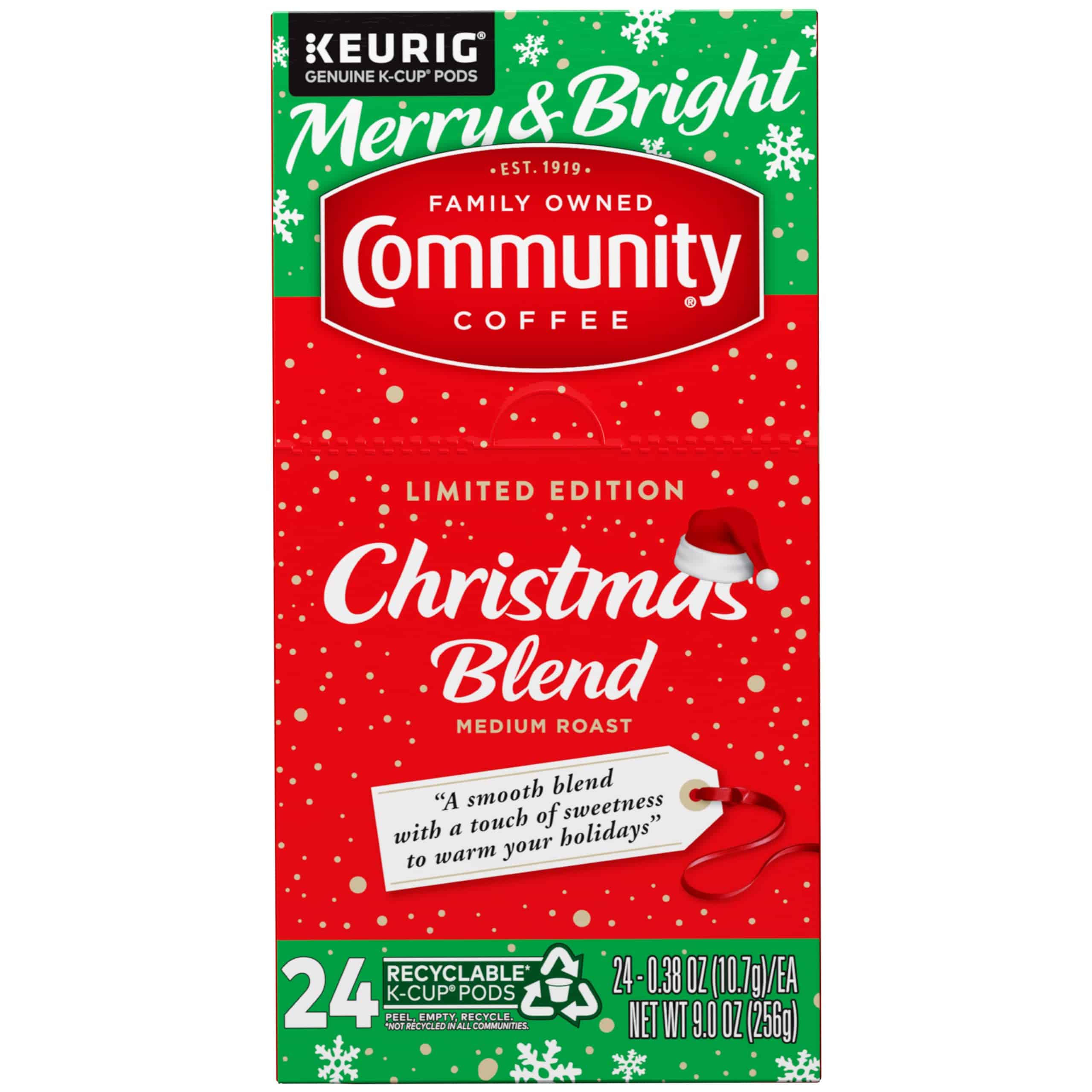 Community Coffee Christmas Blend, Medium Roast 96 Count Coffee Pods, Compatible with Keurig K-Cup Brewers
