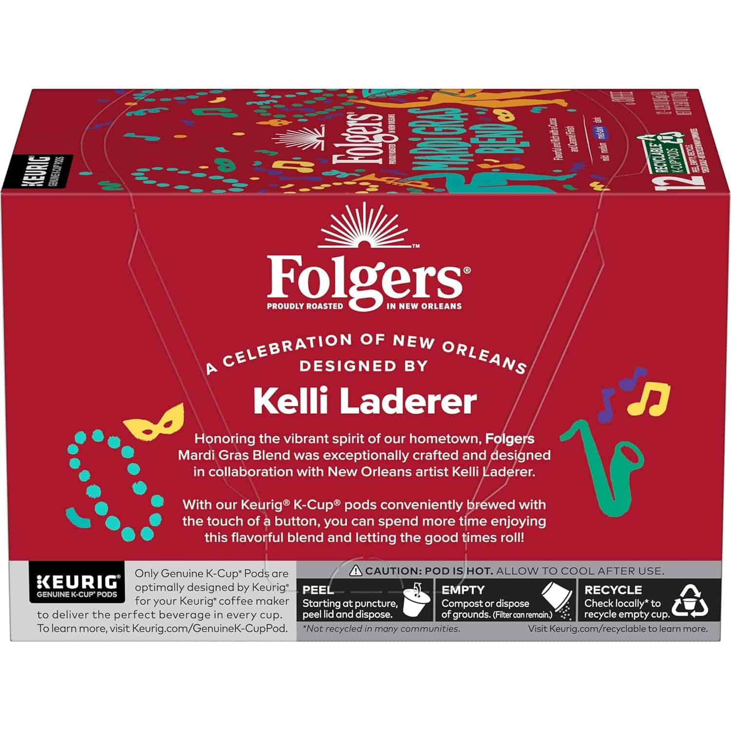 Folgers Mardi Gras Blend Medium-Dark Roast Coffee, 72 Keurig K-Cup Pods