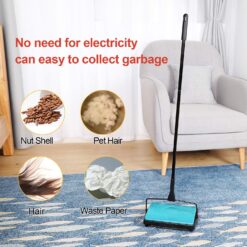 Yocada Carpet Sweeper Cleaner, Low Carpets Rugs Undercoat Carpets Pet Hair Dust Scraps Paper Small Rubbish Cleaning, Brush Blue