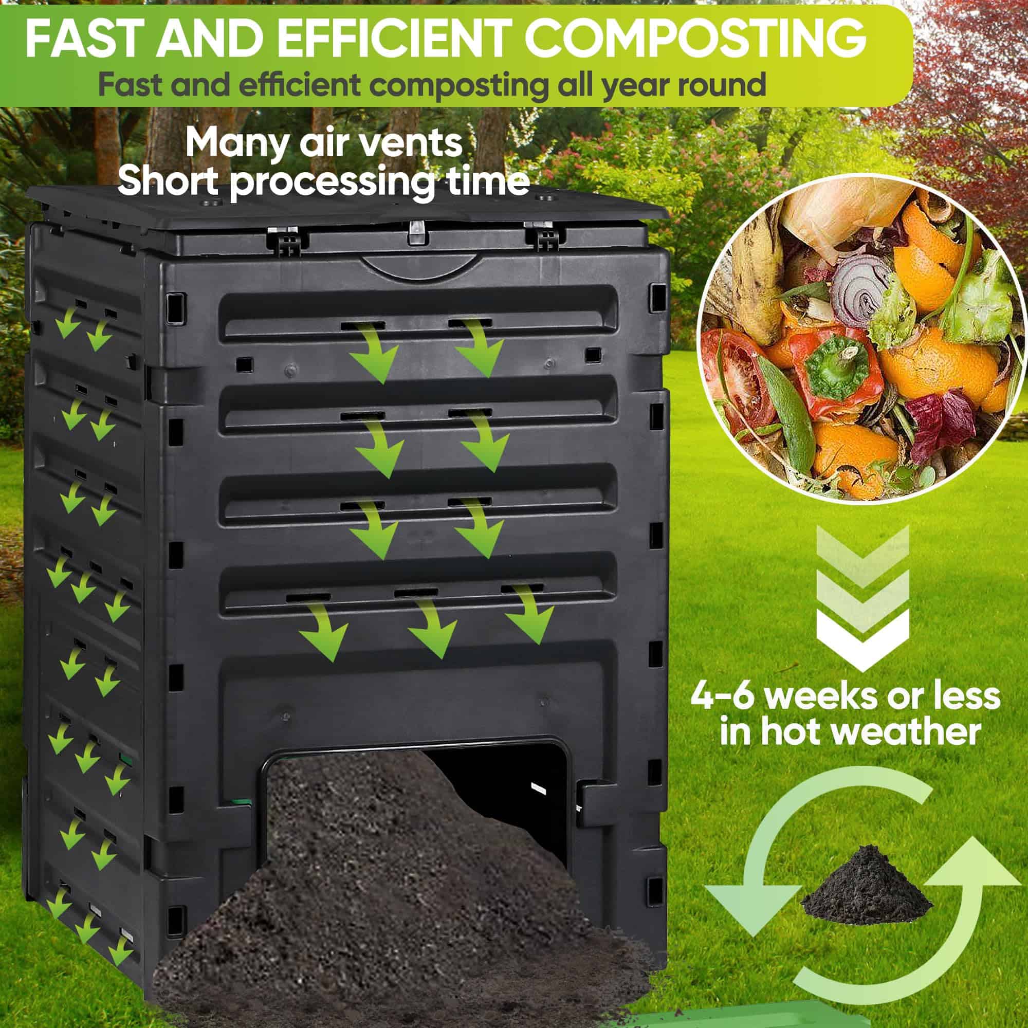 SUPER DEAL Garden Compost Bin 120 Gallon (450 L) Outdoor Large Capacity Composter BPA-Free Material