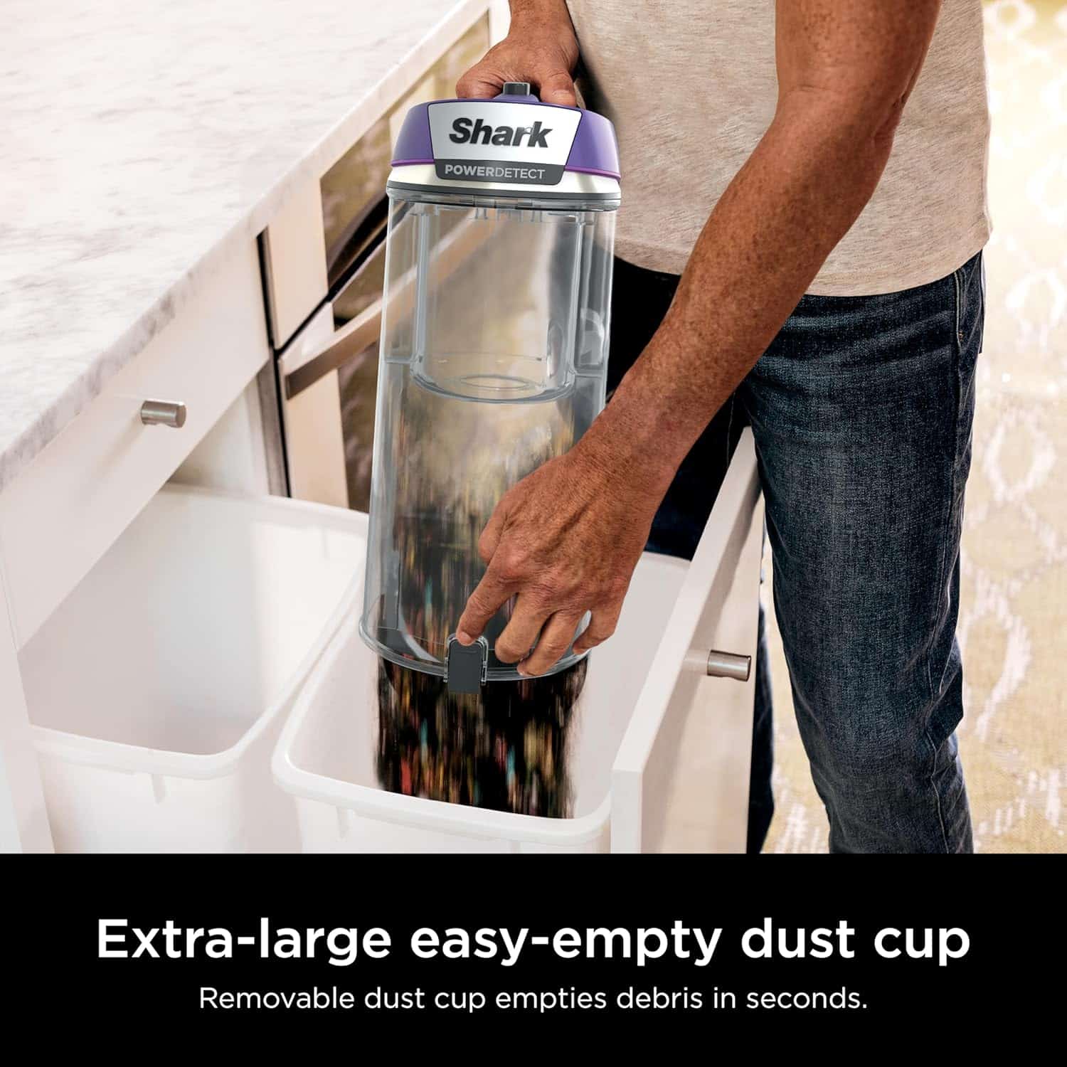 Shark - PowerDetect Upright Vacuum with DuoClean Detect Technology, Self-Cleaning Brushroll, and XL Dustcup - Eggplant