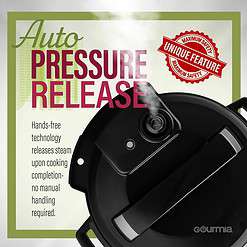 Gourmia GPC965 Digital Multi-Functional Pressure Cooker - Automatic Pressure Release-Adjustable Control, Silver & Black