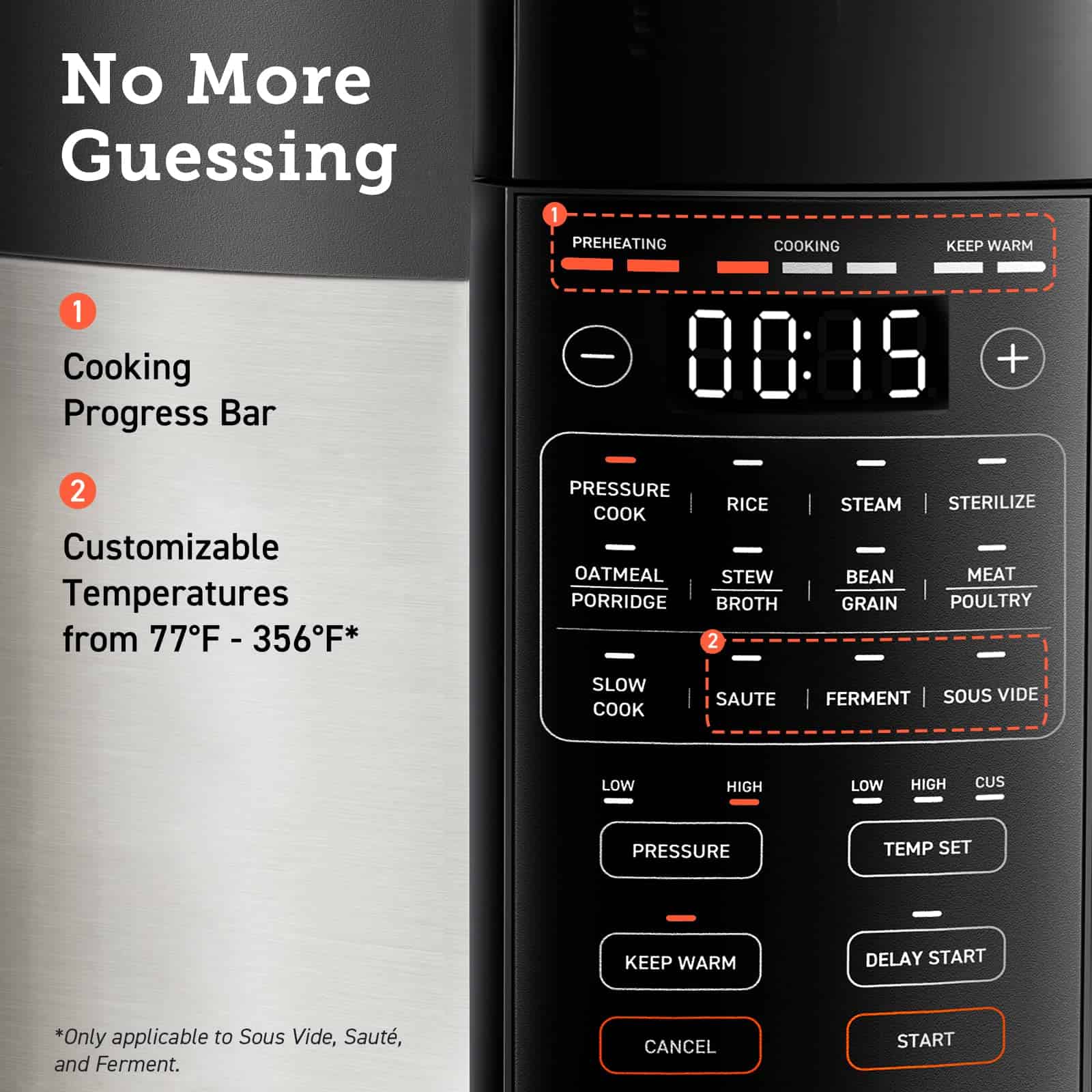 COSORI Electric Pressure Cooker 6 qt, 9-in-1 Instant Multi Cooker with Safer Venting Design, 1100W, Stainless Steel