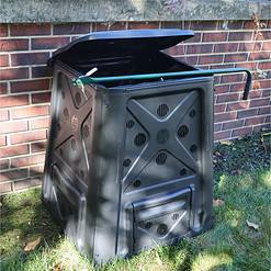 Redmon 65 Gallon Outdoor Compost Bin with Snapping Lift Off Lid, 4 Door Access, Black
