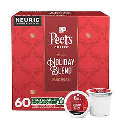 Peet's Coffee, Dark Roast Keurig K-Cup Pods - Holiday Blend 60 Count (6 Boxes of 10 K-Cup Pods)