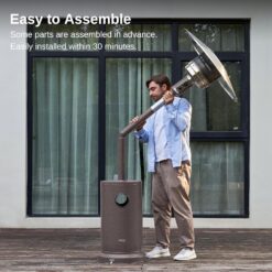 EAST OAK 48,000 BTU Patio Heater for Outdoor Use With Round Table Design, Double-Layer Stainless Steel Burner and Wheels, Bronze