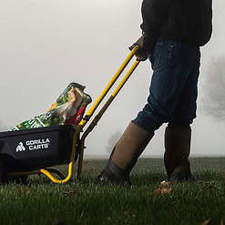 Gorilla Carts GCR-4 Poly Dump Cart, 2-Wheel Garden Wagon with Foldable Handle, 4 cu ft, 300 lb. Capacity, Black/Yellow