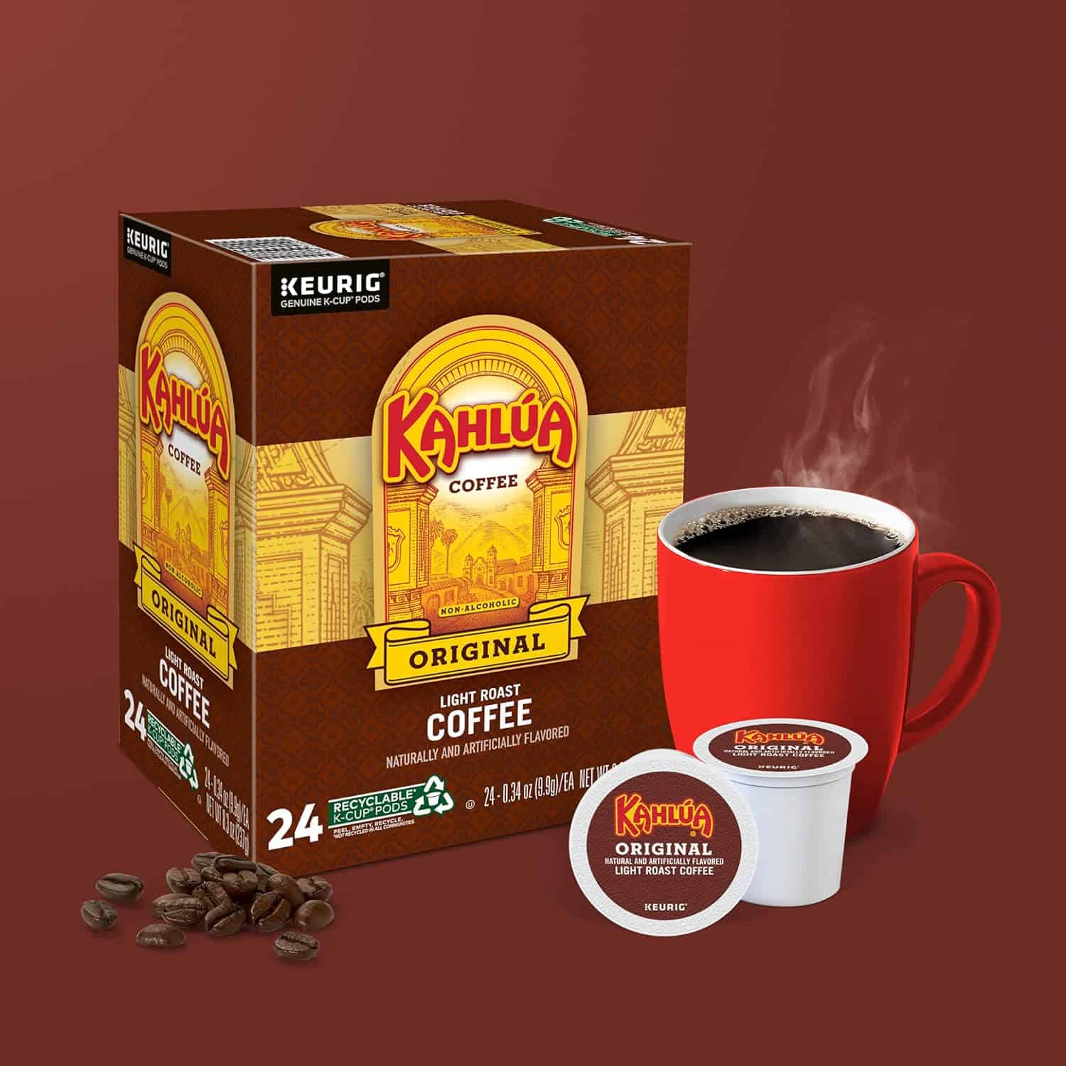 Kahlua Original, Single-Serve Keurig K-Cup Pod, Light Roast Coffee, 24 Count (Pack of 4)