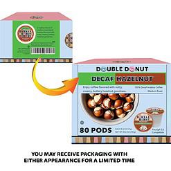 Double Donut Flavored Decaf Coffee, Decaf Hazelnut Coffee, Medium Roast, 80 Count (Pack of 1)