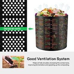 VIVOSUN 300 Gallon Outdoor Compost Bin, Expandable Composter (Black with Gloves)