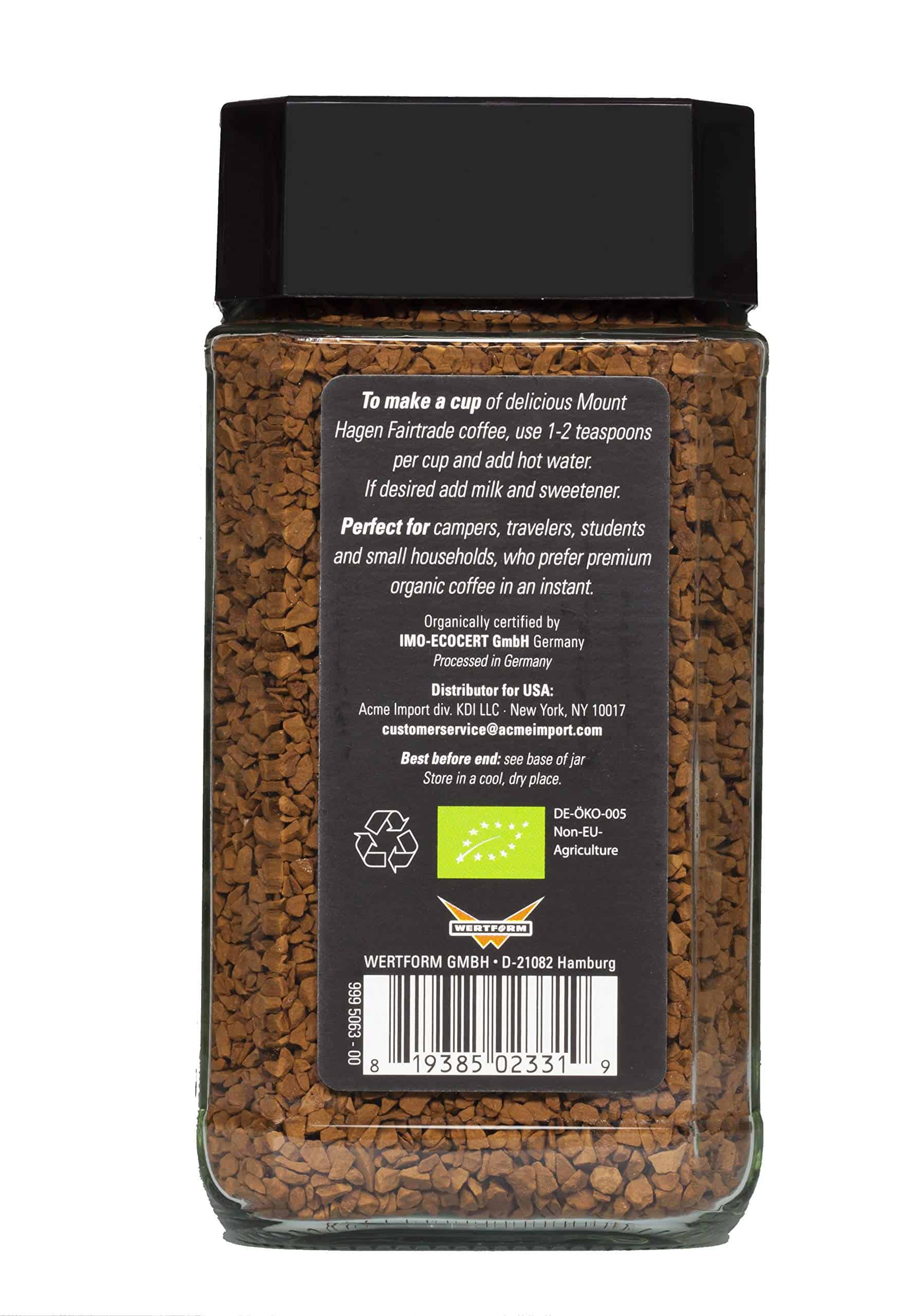 Mount Hagen 3.53oz Organic Freeze Dried Instant Coffee - 6 pack, Eco-friendly Coffee Made From Organic Medium Roast Arabica Beans
