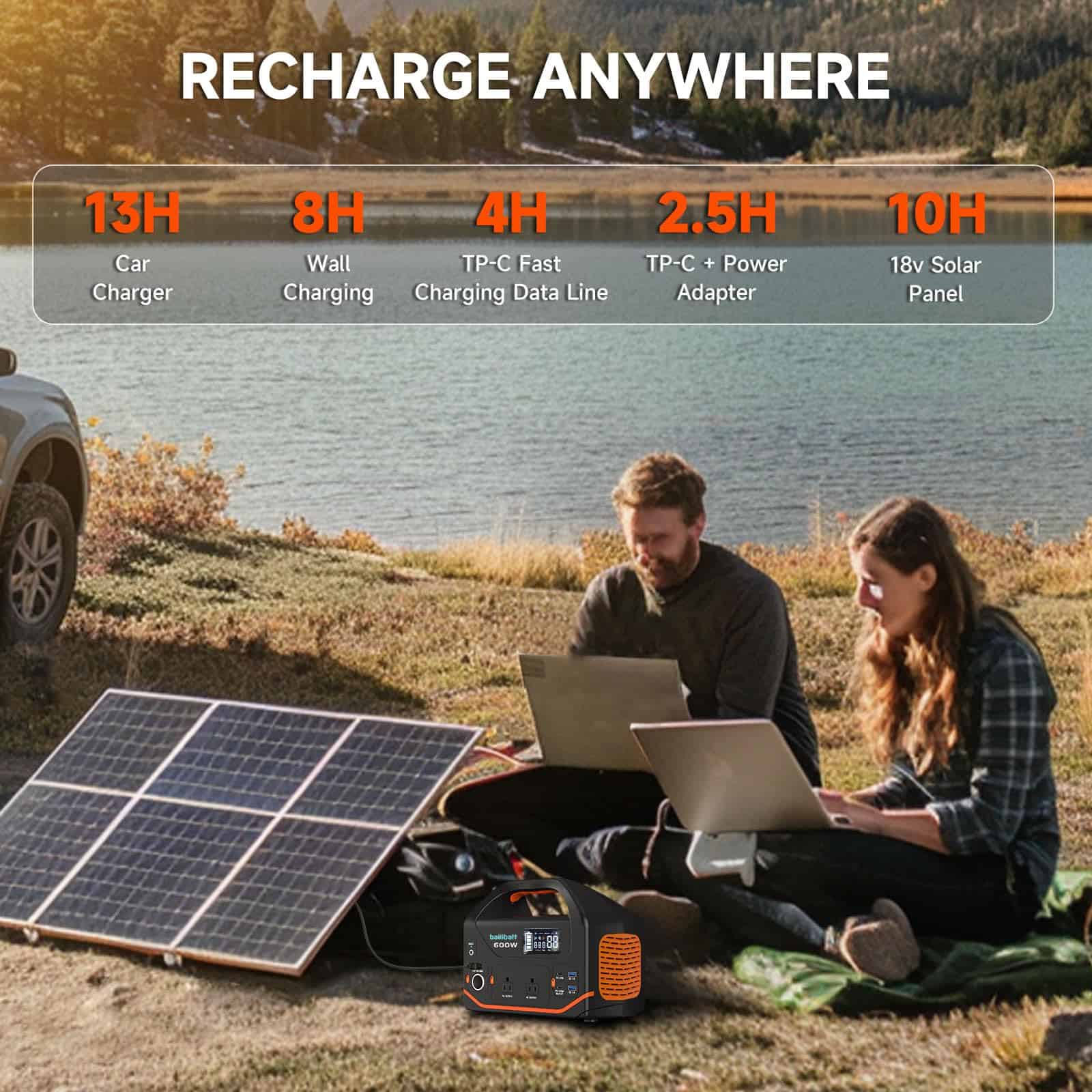Portable Power Station 600W, Quiet Generator for Camping Travel Emergency CPAP Survival Backup Outdoor Apartment