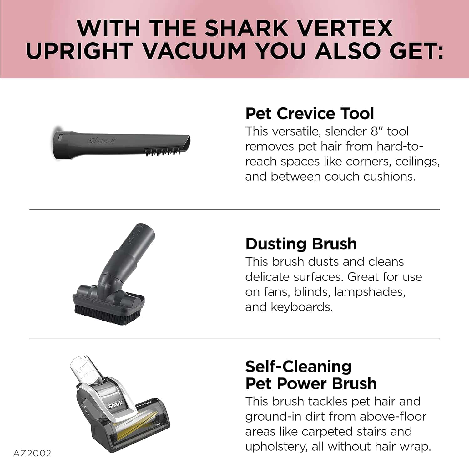 Shark AZ2002 Vertex Powered Lift-Away Upright Vacuum, Silver/Rose Gold