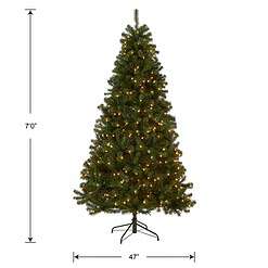 National Tree Company Pre-Lit Artificial Christmas Tree, Green, North Valley Spruce, White Lights, Includes Stand, 7 Feet