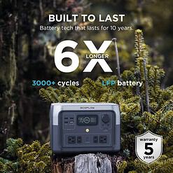 EF ECOFLOW Portable Power Station RIVER 2 Max 500, 499Wh LiFePO4 Battery/ 1 Hour Fast Charging