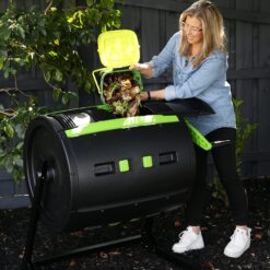 Maze 65 Gallon Outdoor Compost Bin Tumbler for Food Waste - Outdoor Compost Bin for Kitchen Garden & Homestead