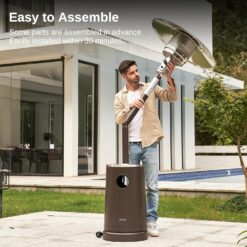 EAST OAK 50,000 BTU Patio Heater with Sand Box, Table Design, Double-Layer Stainless Steel Burner, Wheels, Triple Protection System, Outdoor Heater