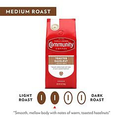 Community Coffee Toasted Hazelnut Flavored 72 Ounces, Medium Roast Ground Coffee, 12 Ounce Bag (Pack of 6)