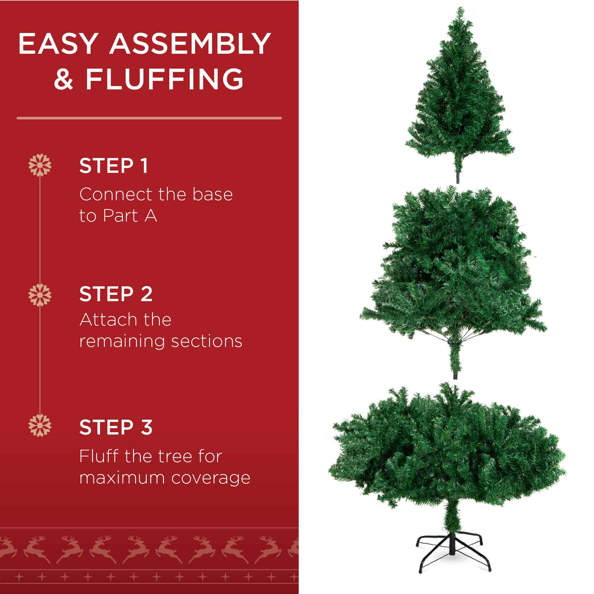 Best Choice Products Artificial Christmas Tree, 6ft Premium Unlit Hinged Design, Base
