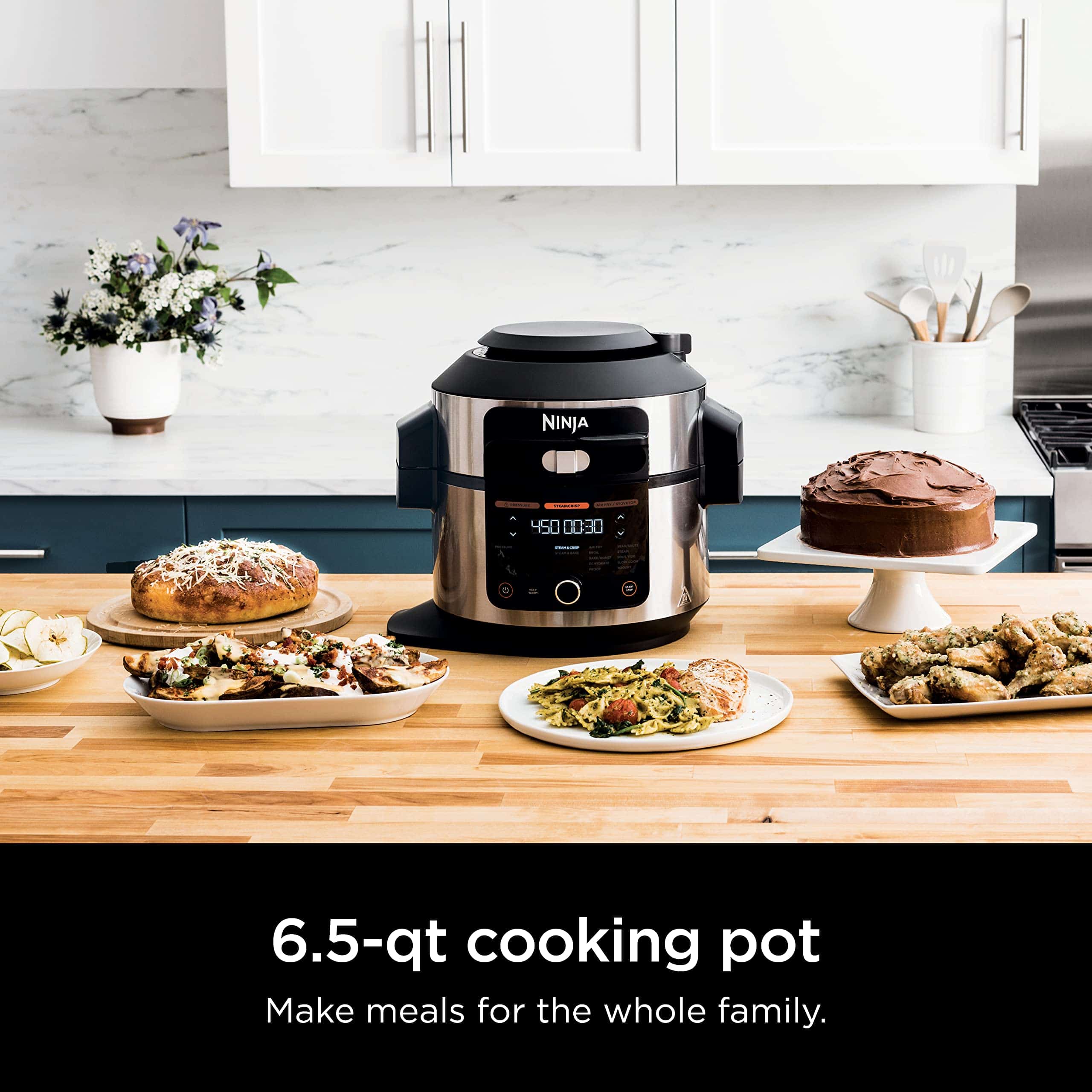 Ninja OL500 Foodi 6.5 Qt. 14-in-1 Pressure Cooker Steam Fryer with SmartLid, Silver/Black