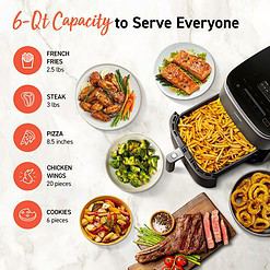 COSORI Air Fryer 9-in-1, Compact & Large 6-Qt, Fast Turbo Modes, 90-450°F Evenly Results with Precise Temperature Control, Grey