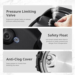 COMFEE’ 9-in-1 Electric Pressure Cooker,Rice Cooker, Slow Cooker, Sauté Steamer, 6 Quarts, Black