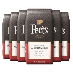 Peet's Coffee, Dark Roast Ground Coffee - Major Dickason's Blend 63 Ounces (6 Bags of 10.5 Ounces)