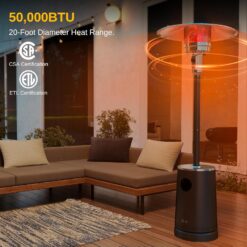 EAST OAK 50,000 BTU Patio Heater with Sand Box, Table Design, Double-Layer Stainless Steel Burner, Wheels, Triple Protection System, Outdoor Heater