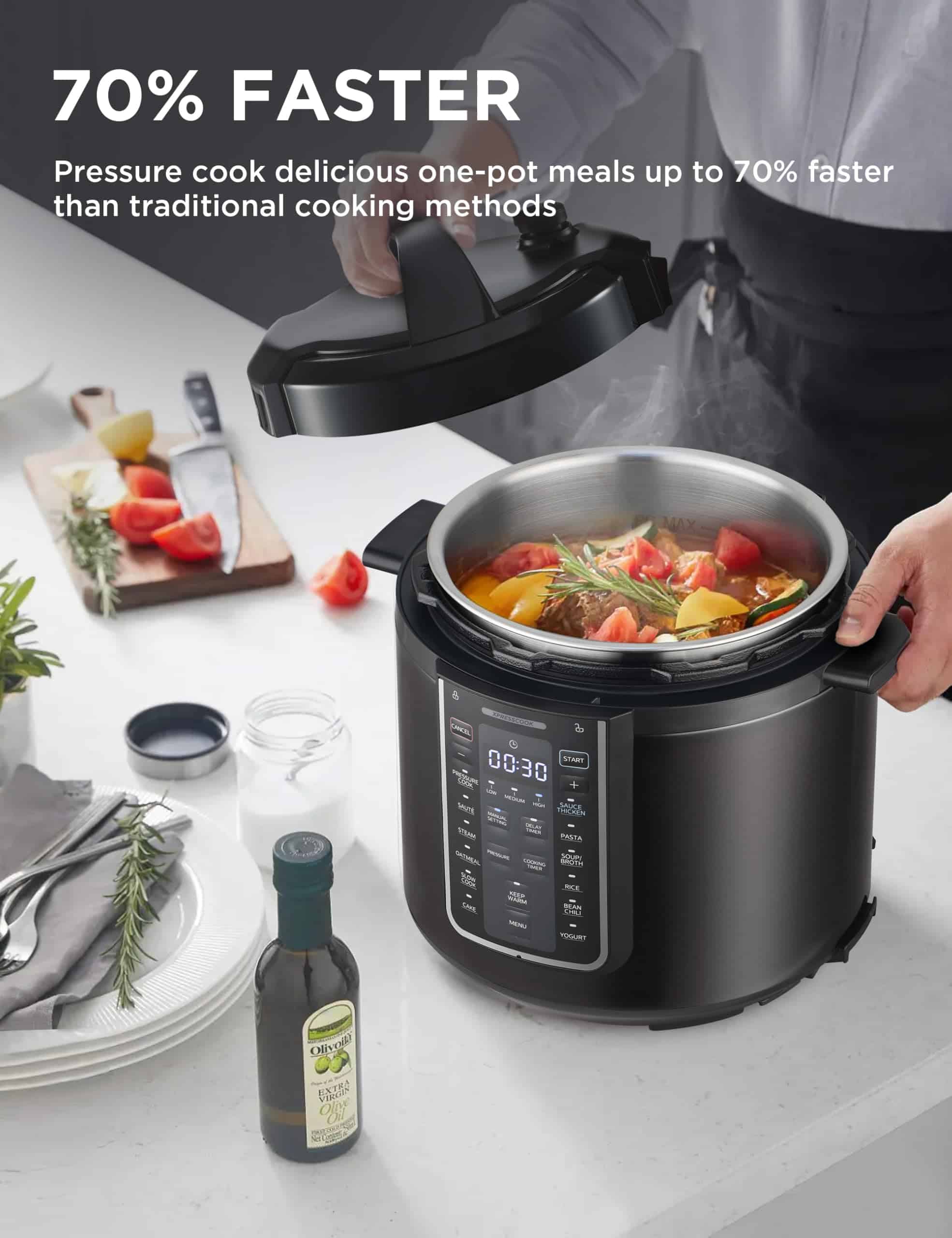 Midea 12-in-1 Electric Pressure Cooker, 6 Quarts, 12 Presets, Multi-Functional Programmable Slow Cooker, Stainless Steel