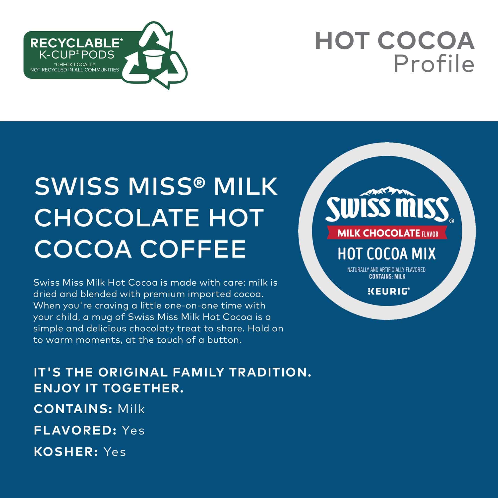 Swiss Miss Milk Chocolate Hot Cocoa, Keurig Single-Serve K-Cup Pods, 88 Count (4 Packs of 22)