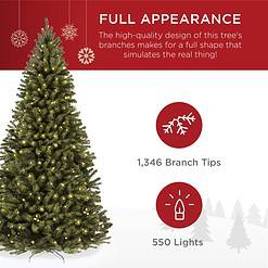 Best Choice Products 7.5ft Pre-Lit Spruce Artificial Holiday Christmas Tree for Home, Office, Party Decoration