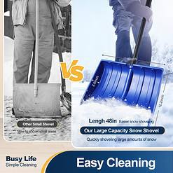 Yocada Snow Shovel for Driveway Home Garage Snow Removal with D-Grip Handle Aluminum Strip Heavy Duty 48 inch Long
