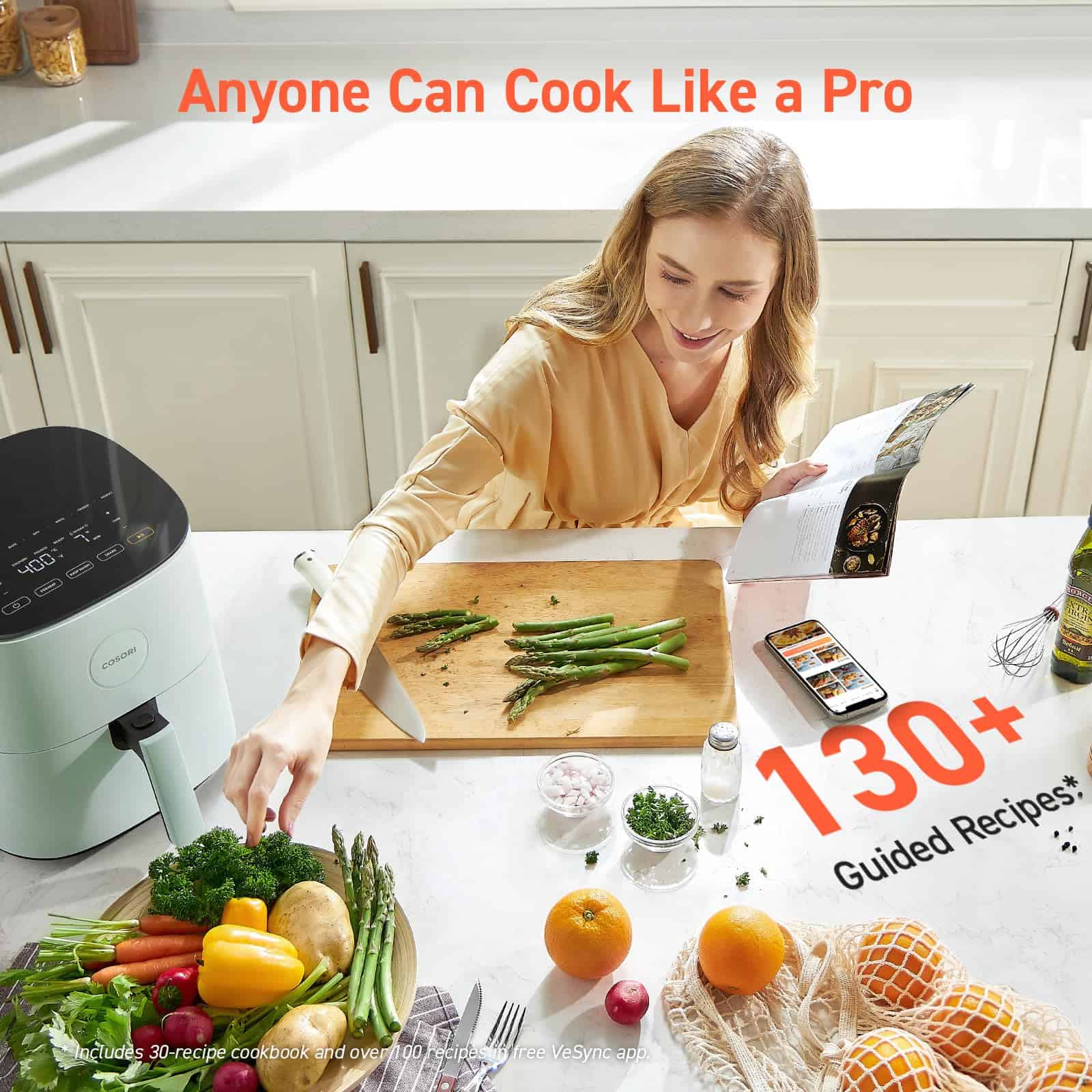 COSORI Air Fryer Pro LE 5-Qt Airfryer, With 20PCS paper liners, 10 Functions that Dry, Bake, Roast &Preheat, Green