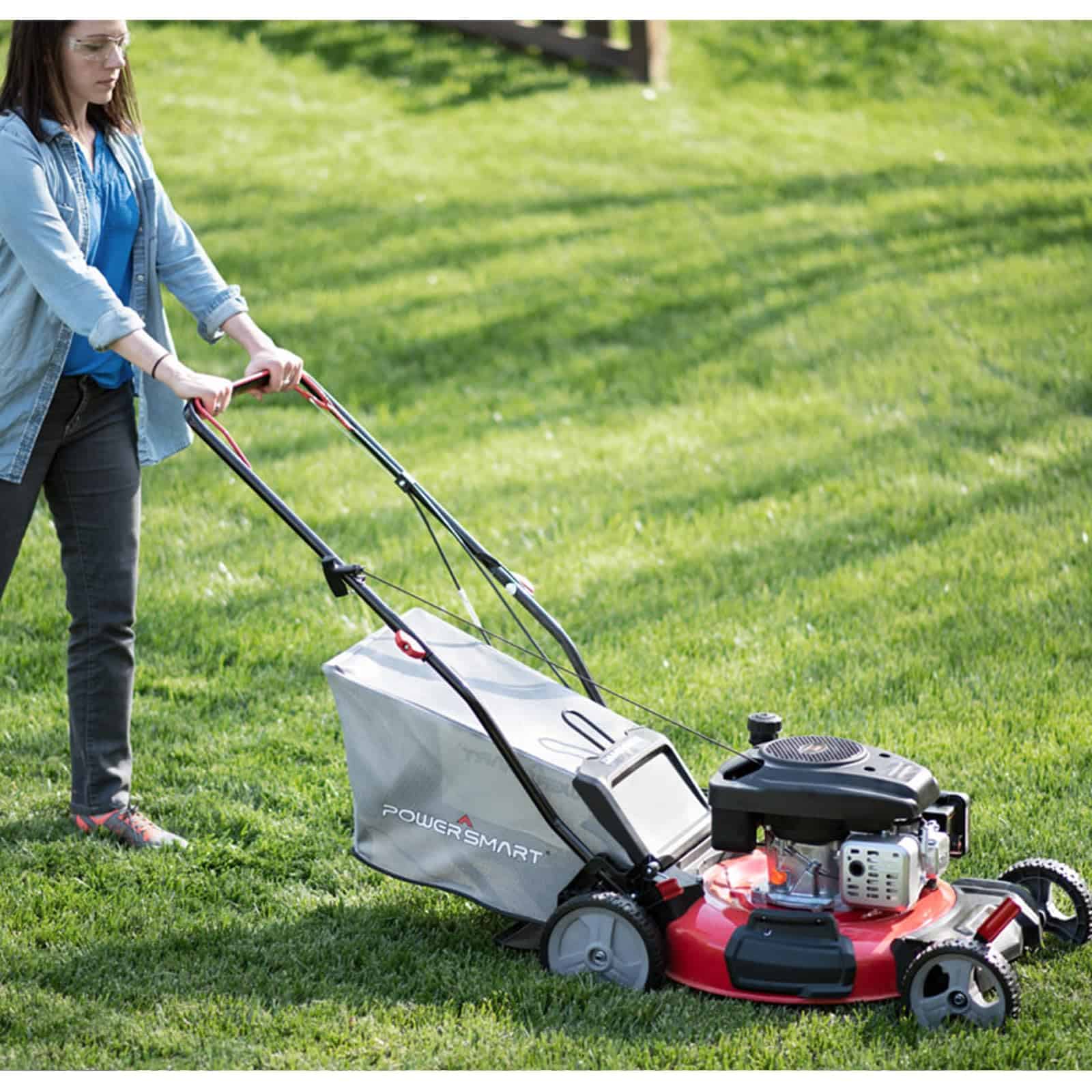 PowerSmart Gas Lawn Mower 21-Inch 144 cc OHV Engine 3-in-1 Push Mower with Bagging 2024 Version