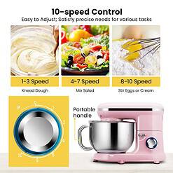 VIVOHOME Stand Mixer, 660W 10 Speed 6 Quart Tilt-Head Kitchen Electric Food Mixer, Pink