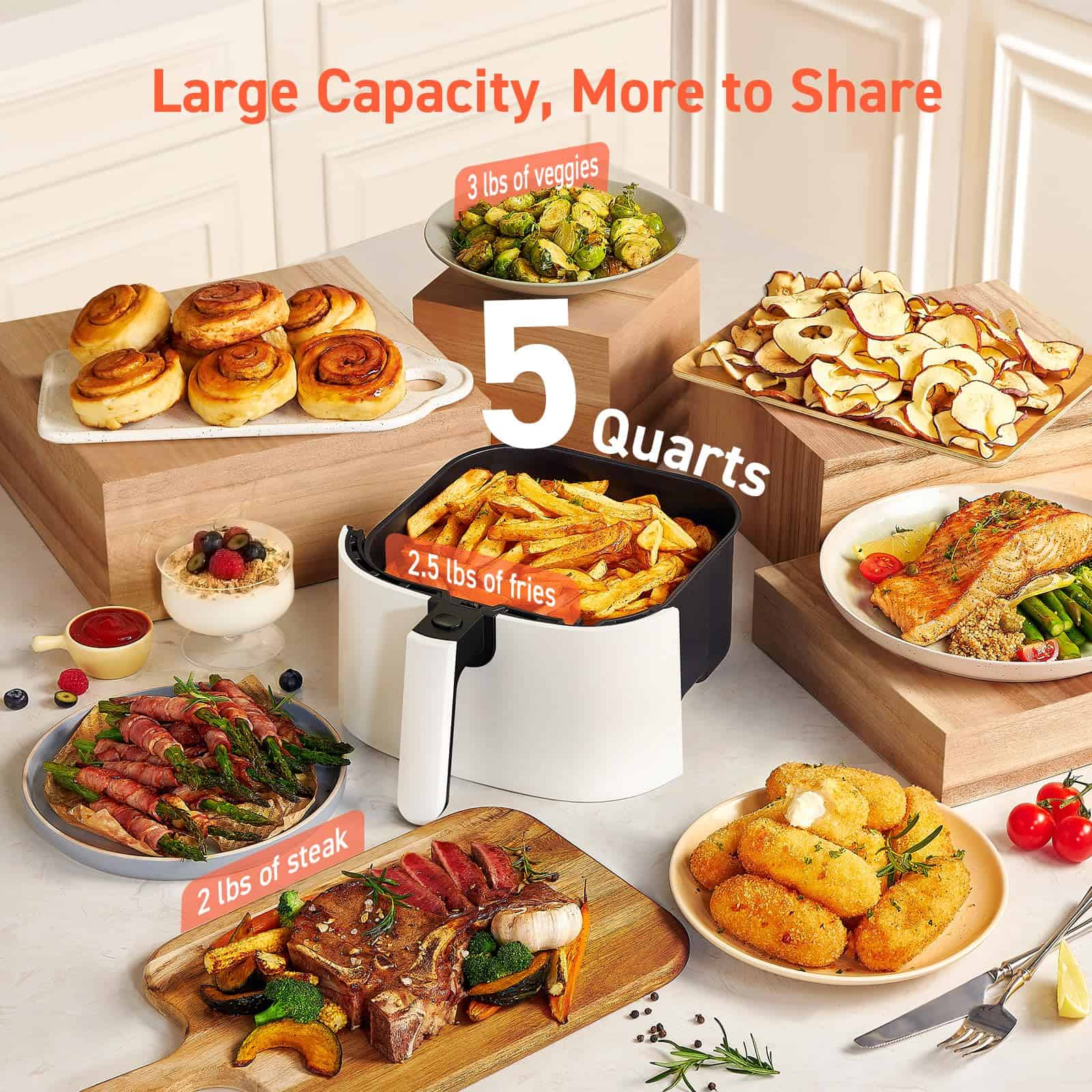 COSORI Air Fryer Pro LE 5-Qt Airfryer, With 20PCS paper liners, Dishwasher Safe, White