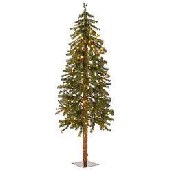 National Tree Company lit Artificial Christmas Tree Includes Pre-strung White Lights and Stand, Hickory Cedar Slim-5 ft